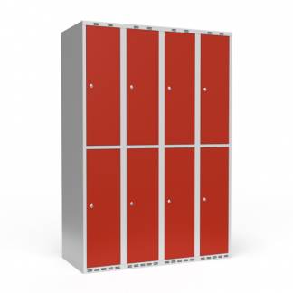 Garderobeskab 4x300 mm Lige tag 2 rum i h&oslash;jden R&oslash;d d&oslash;r Cylinderl&aring;s