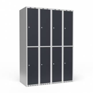 Garderobeskab 4x300 mm Lige tag 2 rum i h&oslash;jden Antracit d&oslash;r Cylinderl&aring;s
