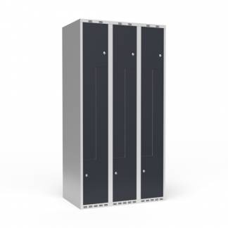 Garderobeskab 3x300 mm Lige tag 2-delt s&oslash;jle Z-d&oslash;r Antracit d&oslash;r Cylinderl&aring;s