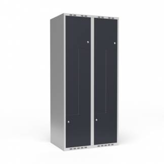 Garderobeskab 2x400 mm Lige tag 2-delt s&oslash;jle Z-d&oslash;r Antracit d&oslash;r Cylinderl&aring;s
