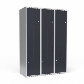 Garderobeskab 3x400 mm Lige tag 2-delt s&oslash;jle Z-d&oslash;r Antracit d&oslash;r Cylinderl&aring;s