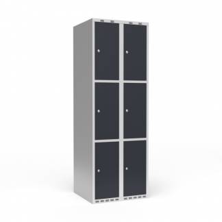 Garderobeskab 2x300 mm Lige tag 3 rum i h&oslash;jden Antracit d&oslash;r Cylinderl&aring;s