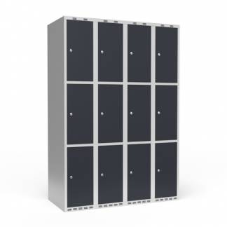 Garderobeskab 4x300 mm Lige tag 3 rum i h&oslash;jden Antracit d&oslash;r Cylinderl&aring;s