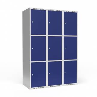 Garderobeskab 3x400 mm Lige tag 3 rum i h&oslash;jden Bl&aring; d&oslash;r Cylinderl&aring;s