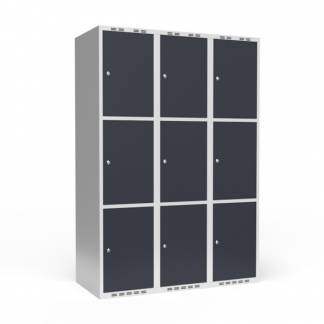 Garderobeskab 3x400 mm Lige tag 3 rum i h&oslash;jden Antracit d&oslash;r Cylinderl&aring;s