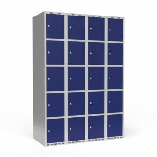 Garderobeskab 4x300 mm Lige tag 5 rum i h&oslash;jden Bl&aring; d&oslash;r Cylinderl&aring;s