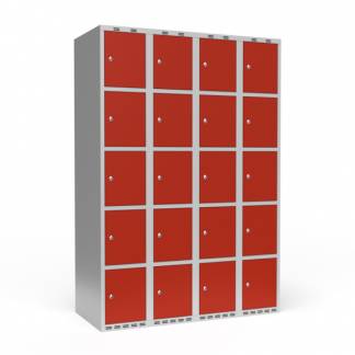 Garderobeskab 4x300 mm Lige tag 5 rum i h&oslash;jden R&oslash;d d&oslash;r Cylinderl&aring;s