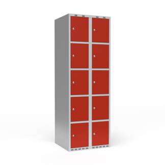 Garderobeskab 2x300 mm Lige tag 5 rum i h&oslash;jden R&oslash;d d&oslash;r Cylinderl&aring;s