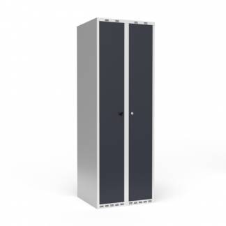 Dobbeltskab/parskab 300+300 mm Lige tag 2-s&oslash;jlet Parvis l&aring;s Antracit d&oslash;r Cylinderl&aring;s