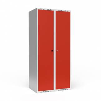 Dobbeltskab/parskab 400+400 mm Lige tag 2-s&oslash;jlet Parvis l&aring;s R&oslash;d d&oslash;r Cylinderl&aring;s