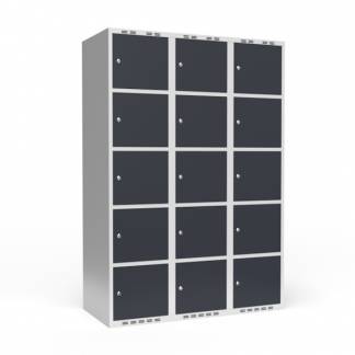 Garderobeskab 3x400 mm Lige tag 5 rum i h&oslash;jden Antracit d&oslash;r Cylinderl&aring;s
