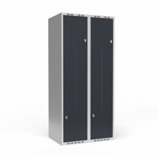 Garderobeskab 2x400 mm Lige tag 2-delt s&oslash;jle Z-d&oslash;r Antracit d&oslash;r Greb for h&aelig;ngel&aring;s