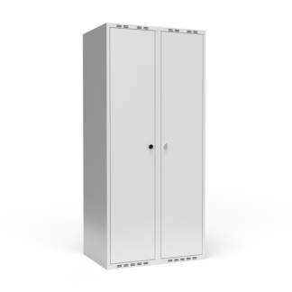 Parskab 400+400 mm m/lige tag, 2 lys gr&aring; d&oslash;re med parvis l&aring;s m/greb for h&aelig;ngel&aring;s