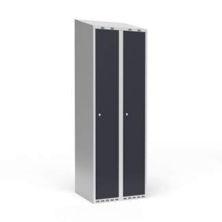 Garderobeskab 2x300 mm Skr&aring;t tag 1 rum i h&oslash;jden Antracit d&oslash;r Cylinderl&aring;s