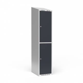 Garderobeskab 1x400 mm Skr&aring;t tag 2 rum i h&oslash;jden Antracit d&oslash;r Cylinderl&aring;s
