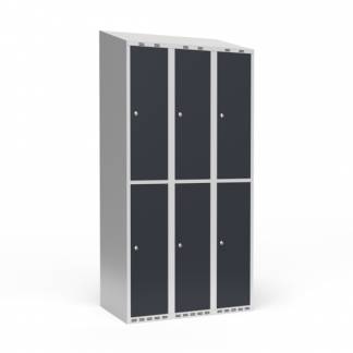 Garderobeskab 3x300 mm Skr&aring;t tag 2 rum i h&oslash;jden Antracit d&oslash;r Cylinderl&aring;s