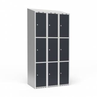 Garderobeskab 3x300 mm Skr&aring;t tag 3 rum i h&oslash;jden Antracit d&oslash;r Cylinderl&aring;s