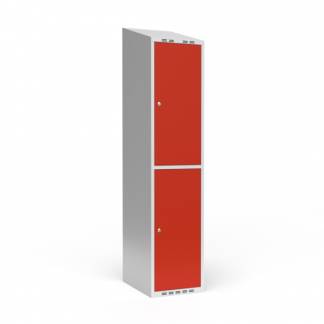 Garderobeskab 1x400 mm Skr&aring;t tag 2 rum i h&oslash;jden R&oslash;d d&oslash;r Cylinderl&aring;s