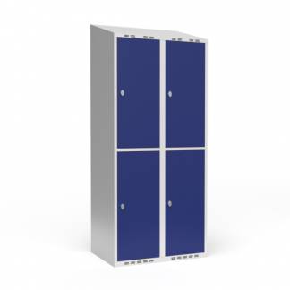 Garderobeskab 2x400 mm Skr&aring;t tag 2 rum i h&oslash;jden Bl&aring; d&oslash;r Greb for h&aelig;ngel&aring;s