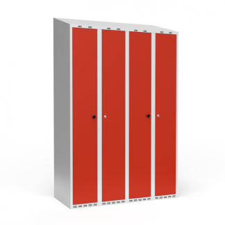 Dobbeltskab/parskab 300+300 mm Skr&aring;t tag 4-s&oslash;jlet Parvis l&aring;s R&oslash;d d&oslash;r Cylinderl&aring;s