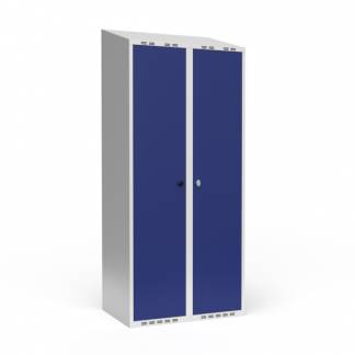 Dobbeltskab/parskab 400+400 mm Skr&aring;t tag 2-s&oslash;jlet Parvis l&aring;s Bl&aring; d&oslash;r Greb for h&aelig;ngel&aring;s