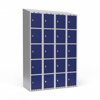 Garderobeskab 4x300 mm Skr&aring;t tag 5 rum i h&oslash;jden Bl&aring; d&oslash;r Greb for h&aelig;ngel&aring;s