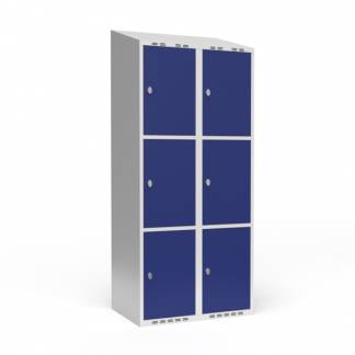 Garderobeskab 2x400 mm Skr&aring;t tag 3 rum i h&oslash;jden Bl&aring; d&oslash;r Greb for h&aelig;ngel&aring;s
