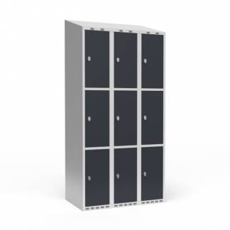 Garderobeskab 3x300 mm Skr&aring;t tag 3 rum i h&oslash;jden Antracit d&oslash;r Greb for h&aelig;ngel&aring;s