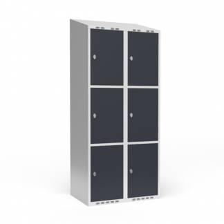 Garderobeskab 2x400 mm Skr&aring;t tag 3 rum i h&oslash;jden Antracit d&oslash;r Greb for h&aelig;ngel&aring;s