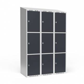 Garderobeskab 3x400 mm Skr&aring;t tag 3 rum i h&oslash;jden Antracit d&oslash;r Greb for h&aelig;ngel&aring;s