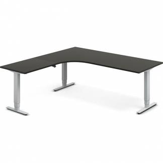 H&aelig;ve-s&aelig;nkebord DNA, Antracit 2000x2000 mm Venstre 3-ben/Alugr&aring;