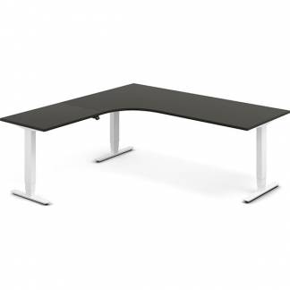 H&aelig;ve-s&aelig;nkebord DNA, Antracit 2000x2000 mm Venstre 3-ben/Hvid