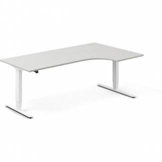 H&aelig;ve-s&aelig;nkebord DNA, Lysgr&aring; 2000x1200 mm Venstre 2-ben/Hvid