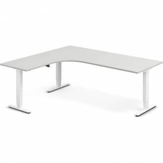 H&aelig;ve-s&aelig;nkebord DNA, Lysgr&aring; 2000x1800 mm Venstre 3-ben/Hvid