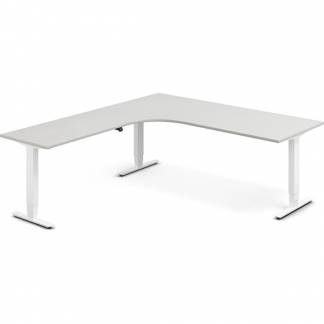 H&aelig;ve-s&aelig;nkebord DNA, Lysgr&aring; 2000x2200 mm Venstre 3-ben/Hvid