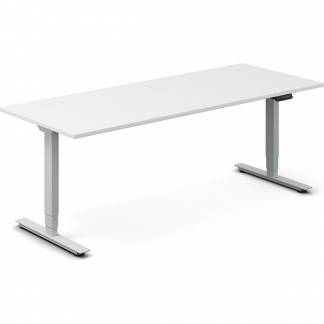 Hæve-sænkebord DNA, Hvid 2000x800mm 2-ben/Alugrå