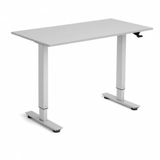 H&aelig;ve-s&aelig;nkebord Flexidesk, Lysgr&aring; 1200x600 mm 2-ben/Alugr&aring;