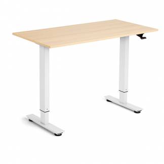 H&aelig;ve-s&aelig;nkebord Flexidesk, Eg 1200x600 mm 2-ben/Hvid