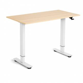 H&aelig;ve-s&aelig;nkebord Flexidesk, Eg 1200x600 mm 2-ben/Hvid