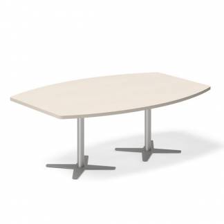 Konferencebord DNA, Birk 2000x1200 mm b&aring;dformet, Alugr&aring; understel