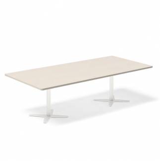 Konferencebord DNA, Birk 2600x1200 mm rektangulært, Hvid understel