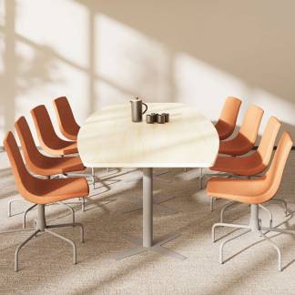 Konferencebord DNA, Birk 3200x1200 mm b&aring;dformet, Alugr&aring; understel