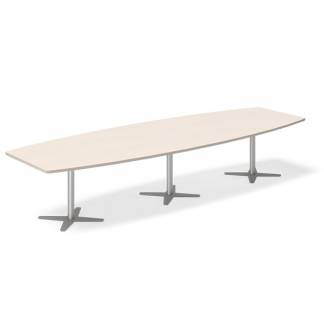 Konferencebord DNA, Birk 3800x1200 mm b&aring;dformet, Alugr&aring; understel