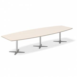 Konferencebord DNA, Birk 3800x1200 mm b&aring;dformet, Alugr&aring; understel