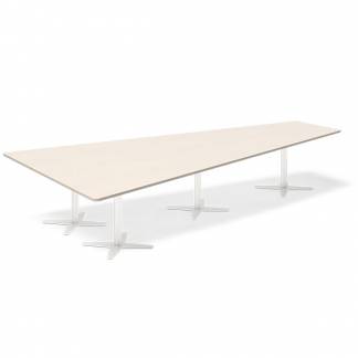 Konferencebord DNA, Birk 3800x1990 mm trapezformet, Hvid understel