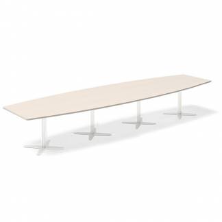 Konferencebord DNA, Birk 4400x1200 mm b&aring;dformet, Hvid understel
