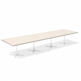 Konferencebord DNA, Birk 4400x1200 mm rektangul&aelig;rt, Hvid understel