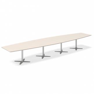 Konferencebord DNA, Birk 5000x1200 mm b&aring;dformet, Alugr&aring; understel