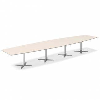 Konferencebord DNA, Birk 5000x1200 mm b&aring;dformet, Alugr&aring; understel