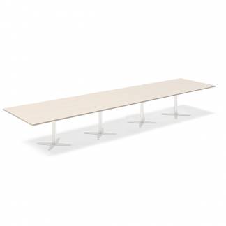 Konferencebord DNA, Birk 5000x1200 mm rektangul&aelig;rt, Hvid understel